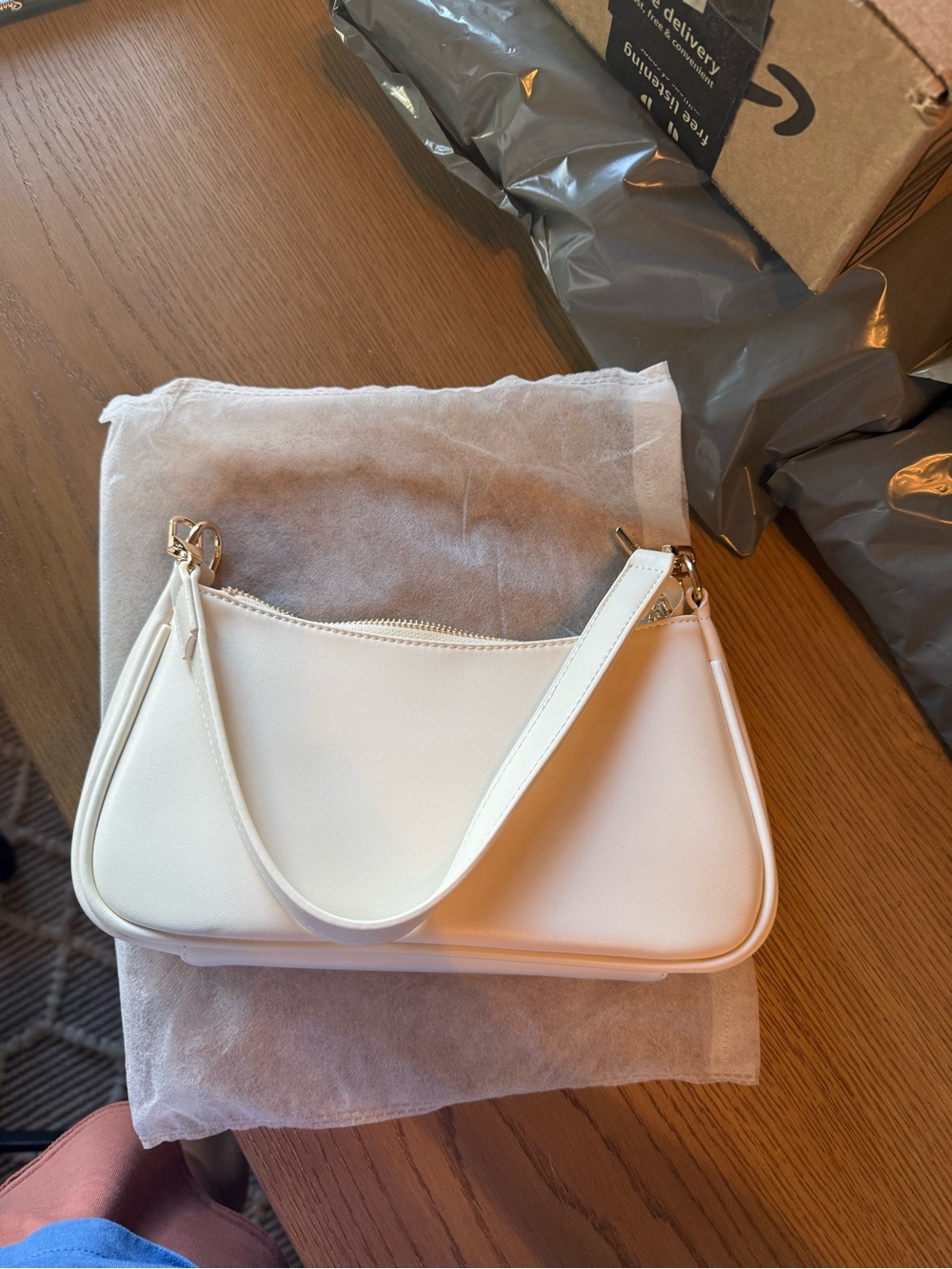 Target White Shoulder Bag with Gold Hardware